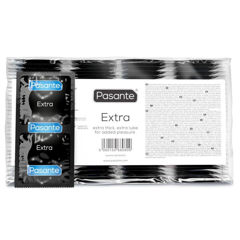 PASANTE - EXTRA EXTRA THICK CONDOMS 144 UNITS (BAG)