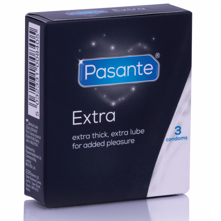 PASANTE - EXTRA EXTRA THICK CONDOMS WITH ADDITIONAL LUBRICATION 3 PACK