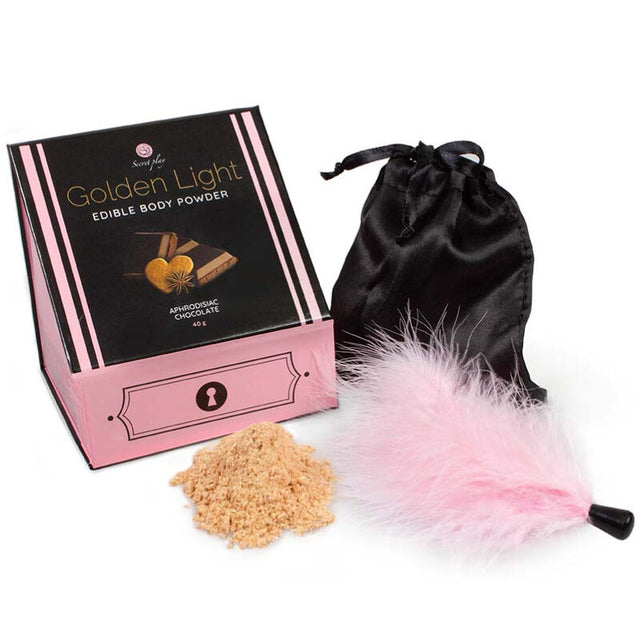 SECRETPLAY 100% GAMES Golden light kit aphrodisiac chocolate edible powder & feather