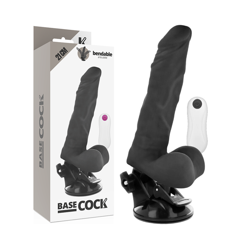 BASECOCK Vibrador articulable control remoto negro 21 cm -o- 5 cm