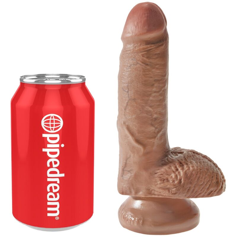 KING COCK Realistic penis with balls 13.2 cm caramel