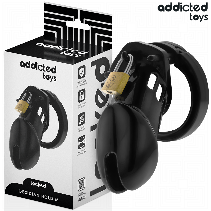 ADDICTED TOYS LOCKED Obsidian hold penis cage size m