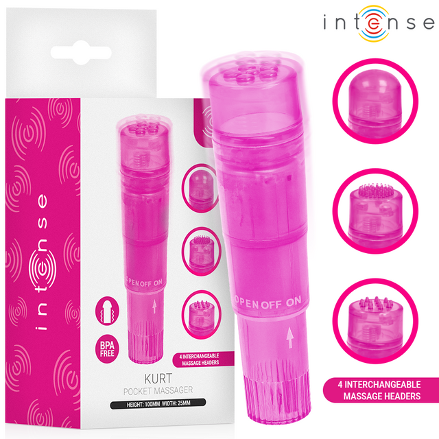 INTENSE FUN TOYS Kurt mini massager with 4 interchangeable heads