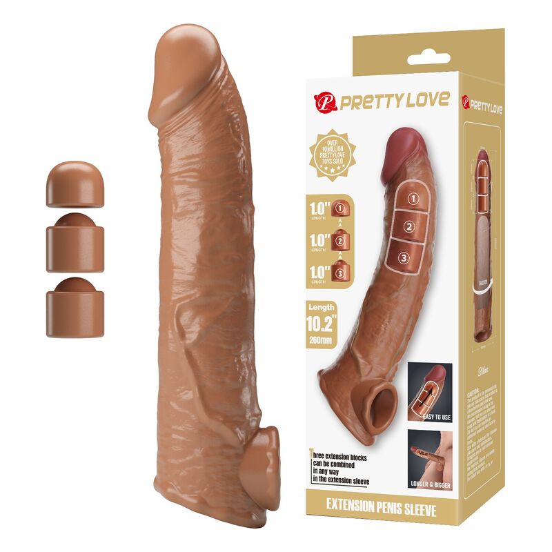 FOR HIM Adjustable penis extension sleeve 26 cm ø 4 cm natural