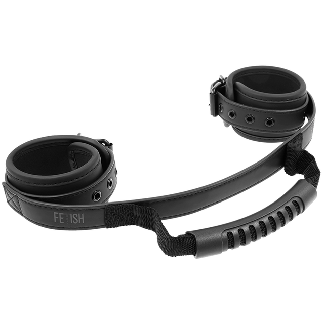 FETISH SUBMISSIVE BONDAGE Noprene lining handcuffs with handle