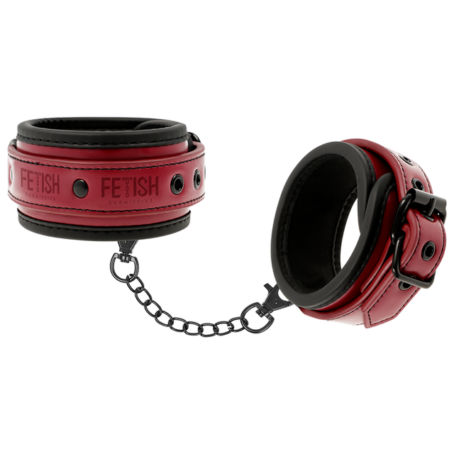 FETISH SUBMISSIVE DARK ROOM Vegan leather ankle handcuffs with neoprene lining